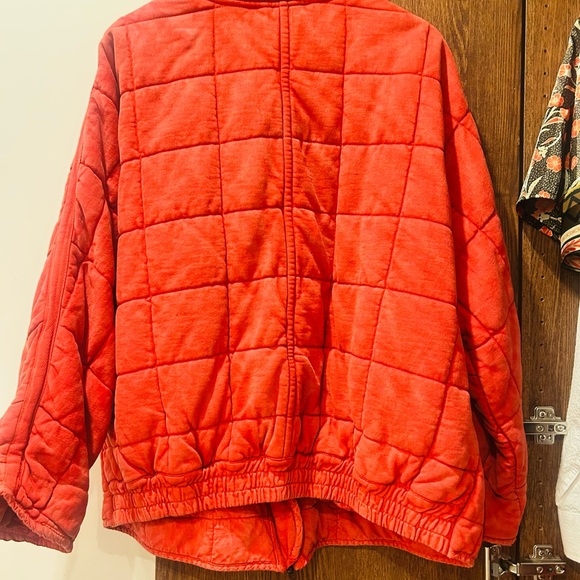 Free People Quilted Red Zip-Front Jacket - Picture 6 of 9